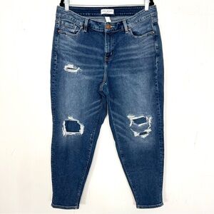 Lane Bryant Curvy High-Rise Distressed Jeans - Dark Blue